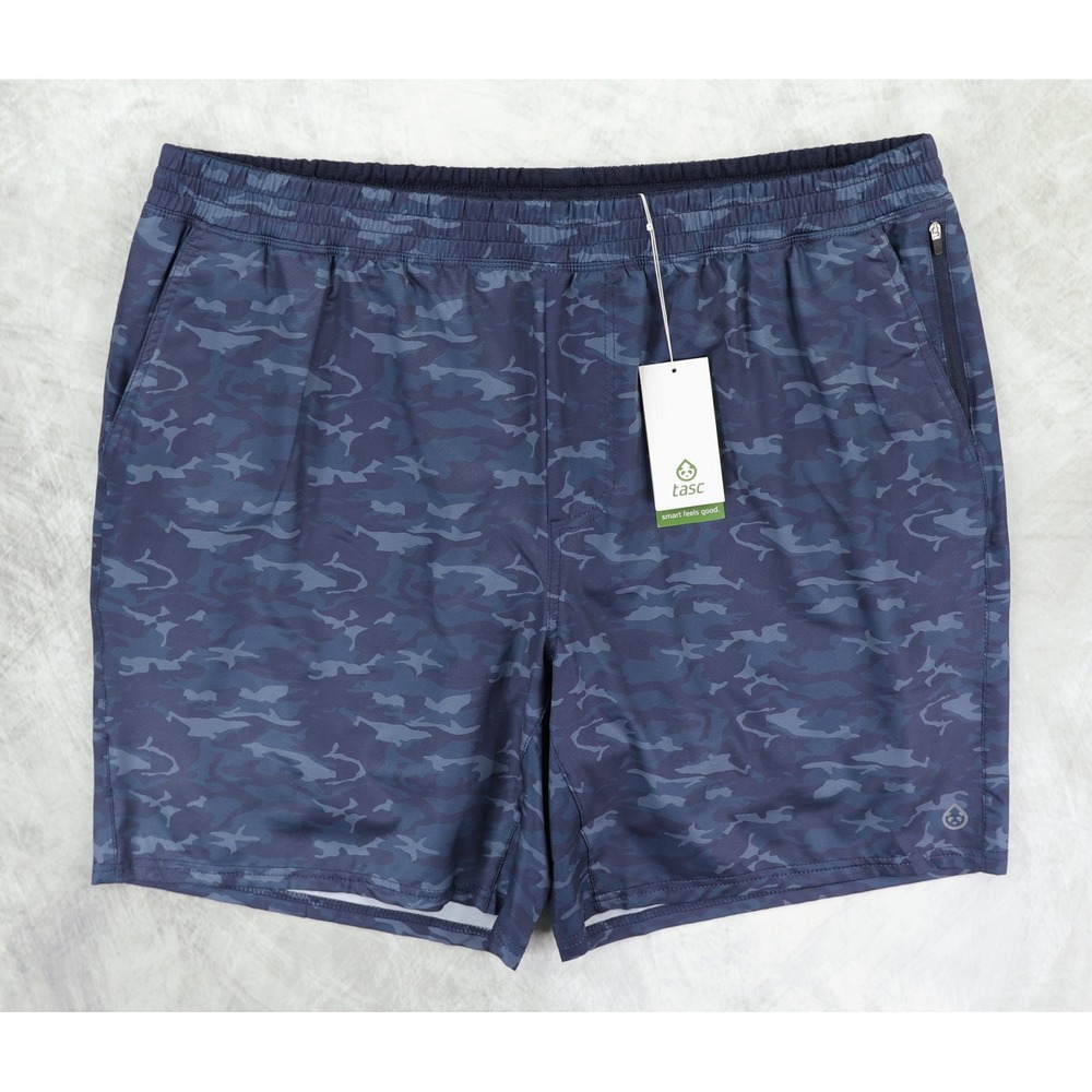 Tasc Performance Recess 8" Short Mens XXL Navy Camo Training Gym Lined NWT